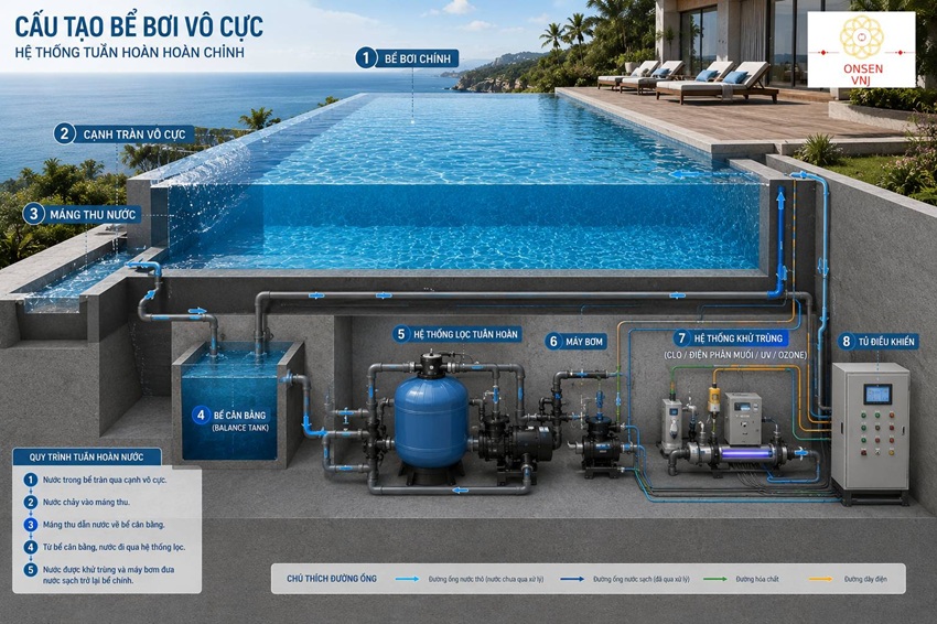 Cấu tạo bể bơi vô cực