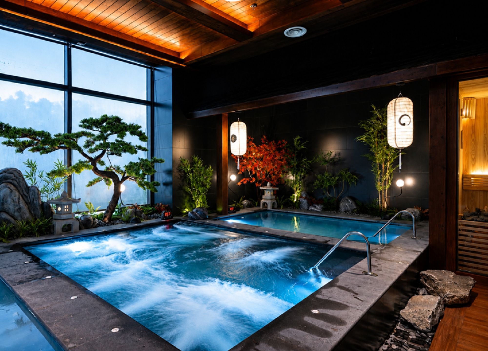 Onsen VNJ ho&agrave;n thiện, b&agrave;n giao hệ thống bể bơi, Onsen kho&aacute;ng n&oacute;ng tại The Grand Dragon Hotel